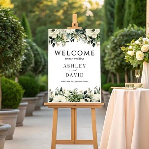 Greenery Wedding Welcome Sign Template