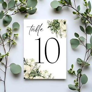 Greenery Wedding Table Numbers